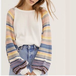 Free People Rainbow Dream Pullover Knit Top